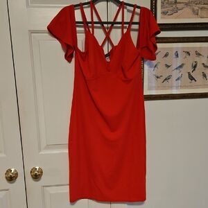 VENUS Red Off Shoulder Strappy Dress Large